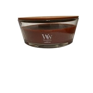 WoodWick Cinnamon Chai Hearthwick Flame Ellipse Scented Candle with Wood Lid